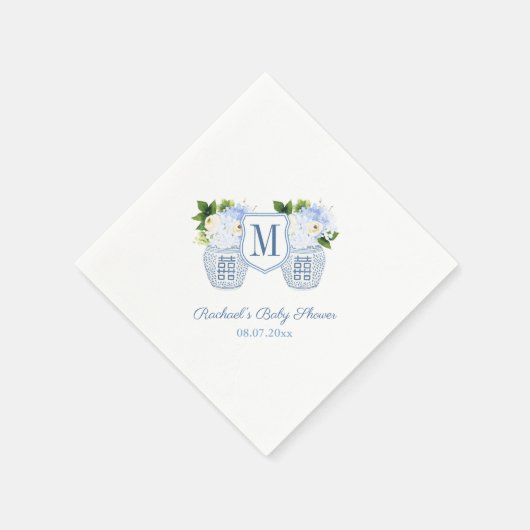 Monogram Ginger Jar Floral Boy Baby Shooting Party Serviette (Ecke)