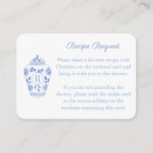 Monogram Ginger Jar Recipe Request Brautparty Begleitkarte (Vorderseite)