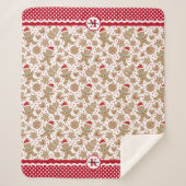 Monogram Gingerbread Man Christmas Sherpadecke (Vorderseite)