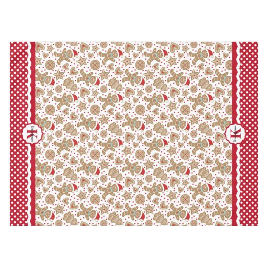 Monogram Gingerbread Man Christmas Tischdecke (Vorderseite (Horizontal))