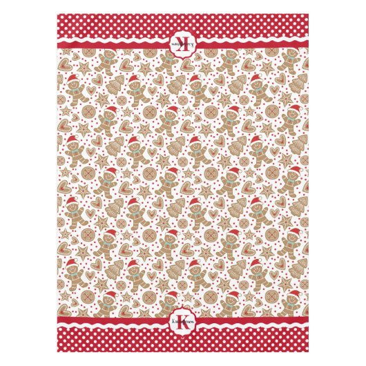 Monogram Gingerbread Man Christmas Tischdecke (Vorderseite)