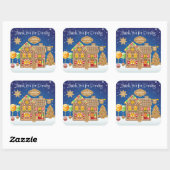 Monogram Gingerbread Weihnachtskekse Quadratischer Aufkleber (Blatt)