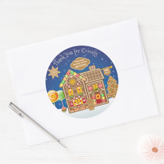 Monogram Gingerbread Weihnachtskekse Runder Aufkleber (Umschlag)