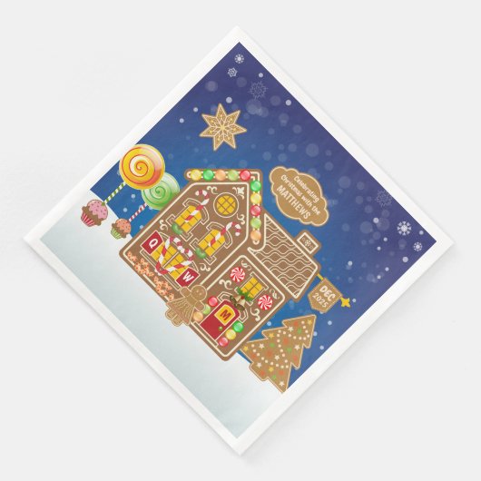 Monogram Gingerbread Weihnachtskekse Serviette (Ecke)
