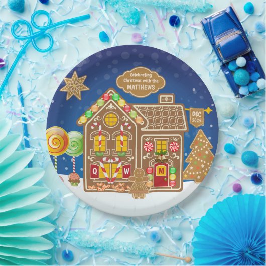 Monogram Gingerbrot Weihnachtskekse im Haus Bonbon Pappteller (Party)