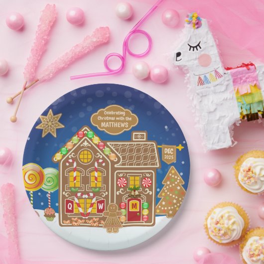 Monogram Gingerbrot Weihnachtskekse im Haus Bonbon Pappteller (Party)