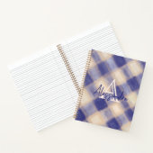 Monogram Gingham navvy Blue Creme Tartan Karo Name Notizblock (Innenseite)