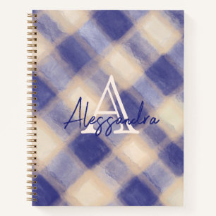 Monogram Gingham navvy Blue Creme Tartan Karo Name Notizblock