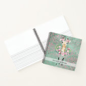 Monogram GIRAFFE Boho Blume Hübsch Girly Modern Notizblock (Innenseite)