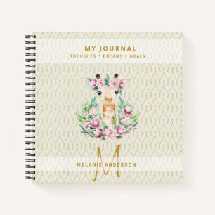 Monogram GIRAFFE Boho Blume Hübsch Girly Modern Notizblock