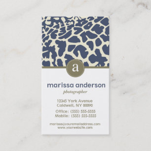 Monogram-Giraffe-Muster-Visitenkarte Visitenkarte