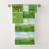 Monogram Giraffe Zoo Animal Baby Towel Set (Insitu)
