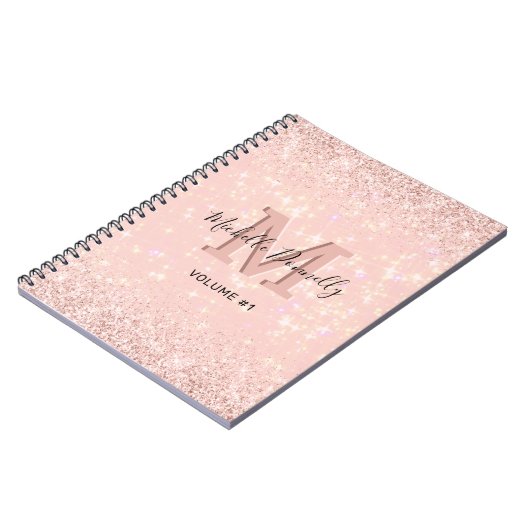 Monogram Girl Chic Pink Notebook Notizblock (Linke Seite)