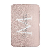 Monogram Girl Rose Gold Glitzer Blush Pink Badematte (Vorderseite Vertikal)