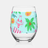 Monogram Girl's Weekend Favor Bikini Palm Tree Weinglas Ohne Stiel (Links)