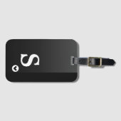 Monogram Girly Black Heart Simple Modern Chic Gepäckanhänger (Vorderseite (Horizontal))