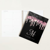 Monogram Girly Black & Pink Dripping Glitzer Glam Planer (Anzeige)