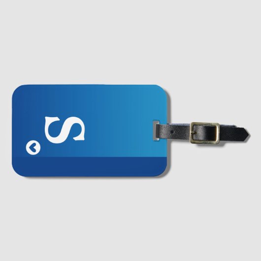 Monogram Girly Blue Heart Simple Modern Chic Gepäckanhänger (Vorderseite (Horizontal))