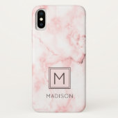 Monogram Girly Blush Pink Marbor Case-Mate iPhone Hülle (Rückseite)