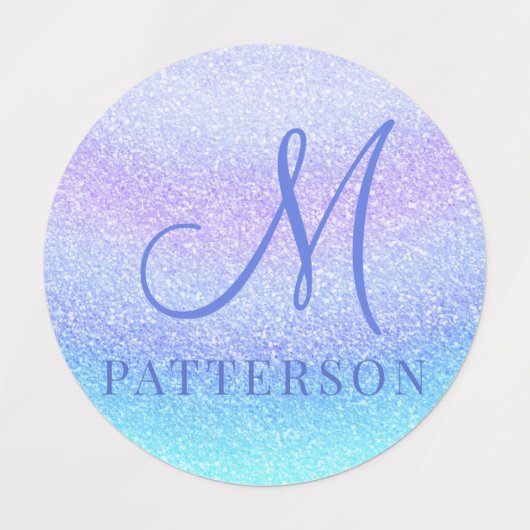 Monogram Girly Glitzer Chic Modern Name Iron Etiketten (Design 1)