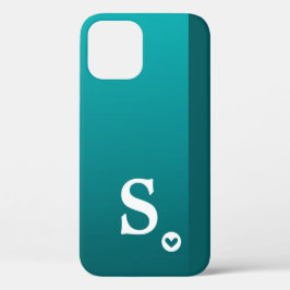 Monogram Girly Green Heart Simple Modern Chic Case