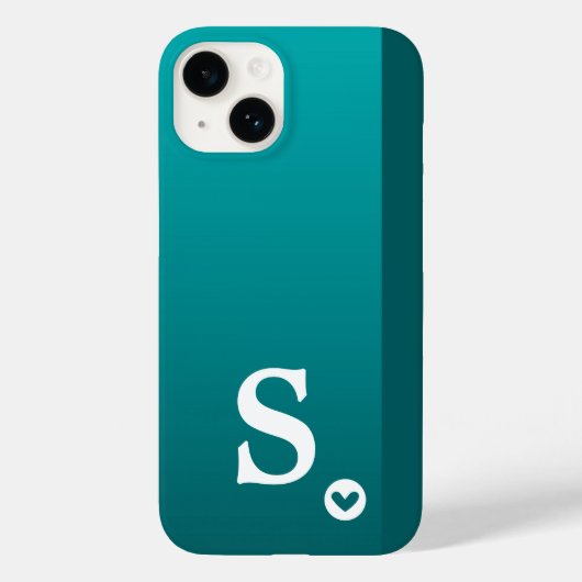 Monogram Girly Green Heart Simple Modern Chic Case (Rückseite)