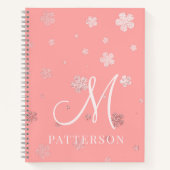 Monogram Girly Imitats Foil Floral Chic Modern Nam Notizblock (Vorderseite)