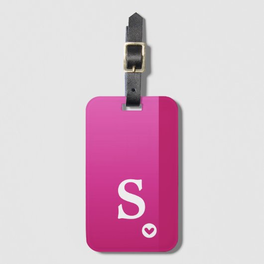 Monogram Girly Lila Heart Simple Modern Chic Gepäckanhänger (Vorderseite Vertikal)