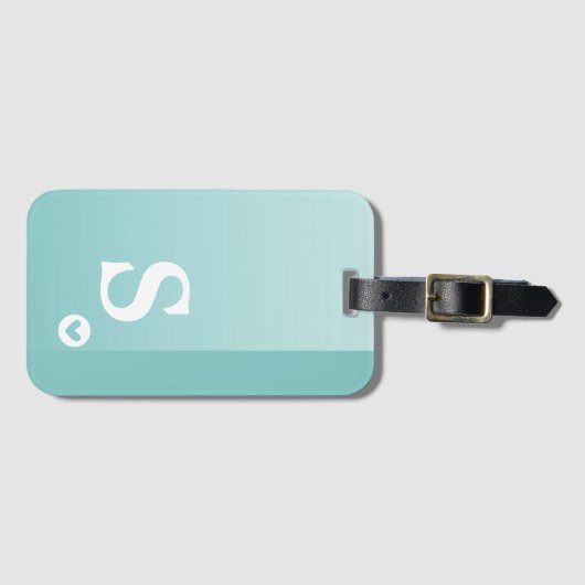 Monogram Girly Mint Green Heart Simple Modern Chic Gepäckanhänger (Vorderseite (Horizontal))