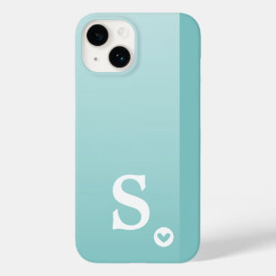 Monogram Girly Mintgrünes Herz Einfach Modern Chic Case-Mate iPhone 14 Hülle