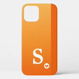 Monogram Girly Orange Heart Simple Modern Chic Case-Mate iPhone 14 Hülle