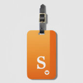 Monogram Girly Orange Heart Simple Modern Chic Gepäckanhänger (Vorderseite Vertikal)