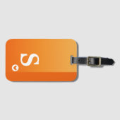 Monogram Girly Orange Heart Simple Modern Chic Gepäckanhänger (Vorderseite (Horizontal))