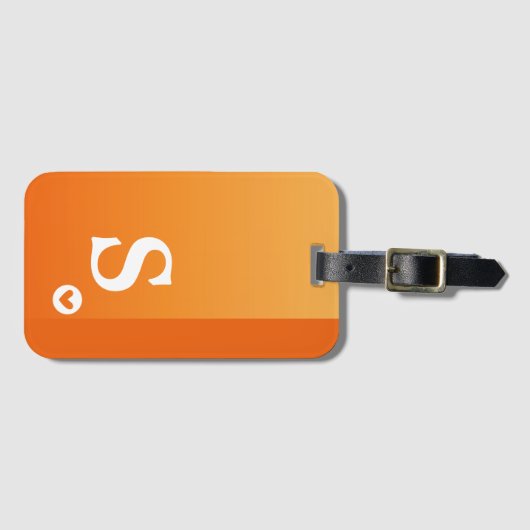 Monogram Girly Orange Heart Simple Modern Chic Gepäckanhänger (Vorderseite (Horizontal))