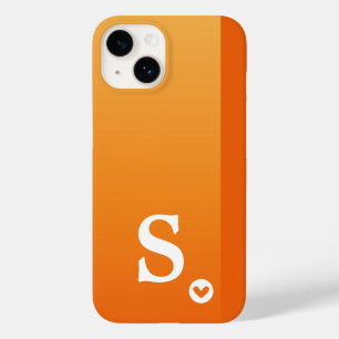 Monogram Girly Orange Herz Einfach Modern Chic Case-Mate iPhone 14 Hülle