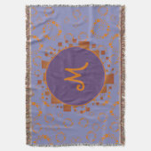 Monogram Girly Orange Lila Circle Square Muster Decke (Vorderseite Vertikal)