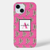 Monogram Girly Pink Fish Muster Personalisiert Case-Mate iPhone Hülle (Rückseite)