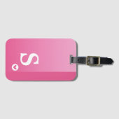 Monogram Girly Pink Heart Simple Modern Chic Gepäckanhänger (Vorderseite (Horizontal))