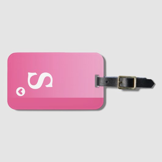 Monogram Girly Pink Heart Simple Modern Chic Gepäckanhänger (Vorderseite (Horizontal))