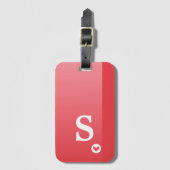 Monogram Girly Red Heart Simple Modern Chic Gepäckanhänger (Vorderseite Vertikal)