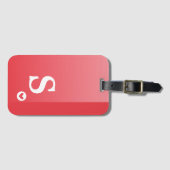 Monogram Girly Red Heart Simple Modern Chic Gepäckanhänger (Vorderseite (Horizontal))