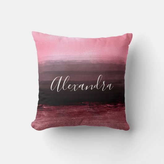 Monogram Girly Rose Gold und Black Ombre Kissen (Vorderseite)