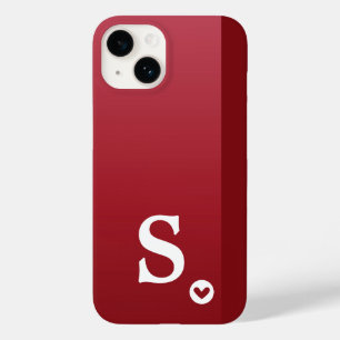 Monogram Girly Rotes Herz Einfach Modern Chic Case-Mate iPhone 14 Hülle