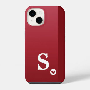 Monogram Girly Rotes Herz Einfach Modern Chic iPhone 14 Hülle