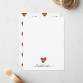 Monogram Girly Script Einfache Herz-Note-Karte Mitteilungskarte (Vorderseite/Rückseite Beispiel)