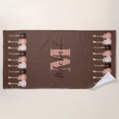 Monogram Gitarrenmuster rustikal braun Strandtuch (Vorderseite)