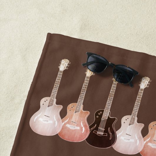 Monogram Gitarrenmuster rustikal braun Strandtuch (Beispiel)