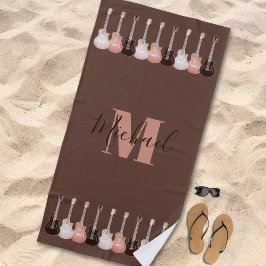 Monogram Gitarrenmuster rustikal braun Strandtuch