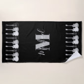 Monogram Gitarrist schwarz-weiß Strandtuch (Vorderseite)