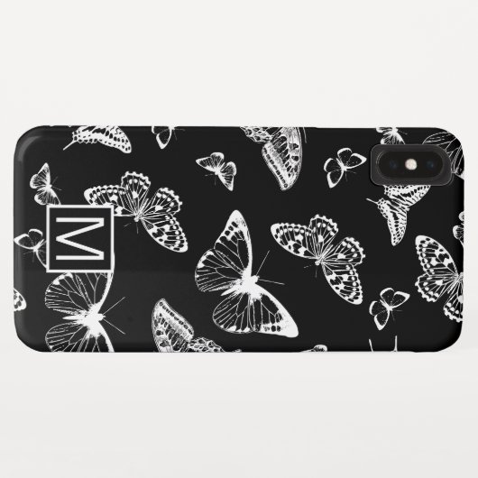 Monogram GL BW Butterfliegen Case-Mate iPhone Hülle (Rückseite (Horizontal))